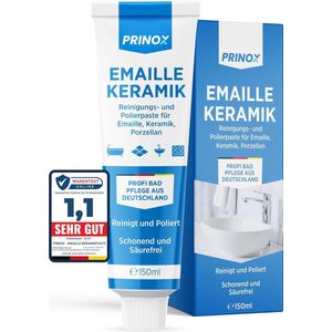 PRINOX® 150 ml Polijstpasta voor Emaille, Keramiek, Porselein, Glas-keramiek, en Mineraalhars - Polijstmiddel voor het Reinigen en Verzorgen van Kranen - Polijst pasta