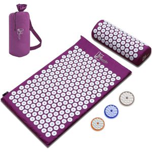 Mattibi® Acupressuurmat met kussen, originele Yantramat voor rug, nek en voetpijnverlichting, met draagtas, naaldmat voor diepe ontspanning en magneetveldtherapie, ideaal voor mannen en vrouwen