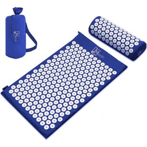 Yantramat kussen voor massage, pijnverlichting en ontspanning, blauwe naaldmatset voor nek, rug en voeten