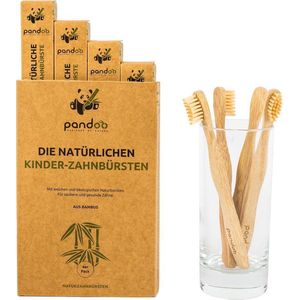 Pandoo Bamboo Toothbrush Bamboo Kinder Tandenborstel Medium Soft 4 st