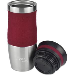 Milu Thermosbeker Koffie To Go - 370 & 450 ml - 100% Lekvrij - Thermobeker, Koffiebeker To Go, Drinkbeker van Roestvrij Staal - Autobeker Dubbelwandige Isolatie - Thermos Beker Auto- Travel mug - Thermo Beker (370ml, Rood)