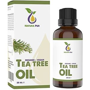 Tea Tree Olie Puur 30ml - 100% biologisch - etherische Tea Tree Oil uit Australië, veganistisch - Ideaal tegen een onzuivere huid, puistjes, acne, wratten, schimmels, huidinfecties en andere huidaandoeningen