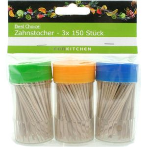 Tandenstokers 3x150 in dispenserblik, 7cm