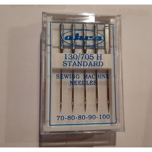 Abca - 5 standaard Universele naaimachinenaalden 130/705 H - 70-80-80-90-100 - naalden universeel voor naaimachine