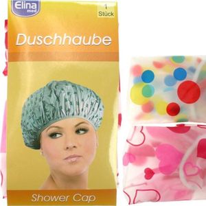 Elina  Jean products  stevige kunststof  ruime douchemuts met elastiek en leuke bedrukking om je haar droog te houden