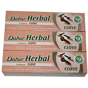 3 x Dabur Herbal Clove 100 ml tandpasta met naald tandverzorging 300 ml