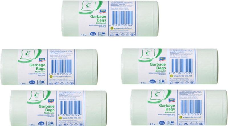 Bio composteerbare vuilniszakken - 24 liter Stevige Bio Bag - 50 vuilniszakken (5x10) - Biologisch afbreekbare afvalzakken
