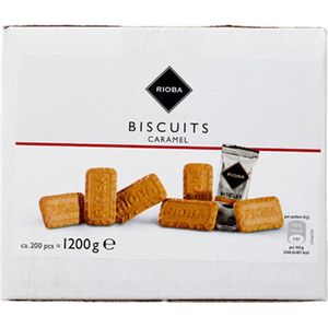 Rioba Koffiekoekjes | Karamel Smaak | 200 Stuks | Voordeelverpakking | Grootverpakking
