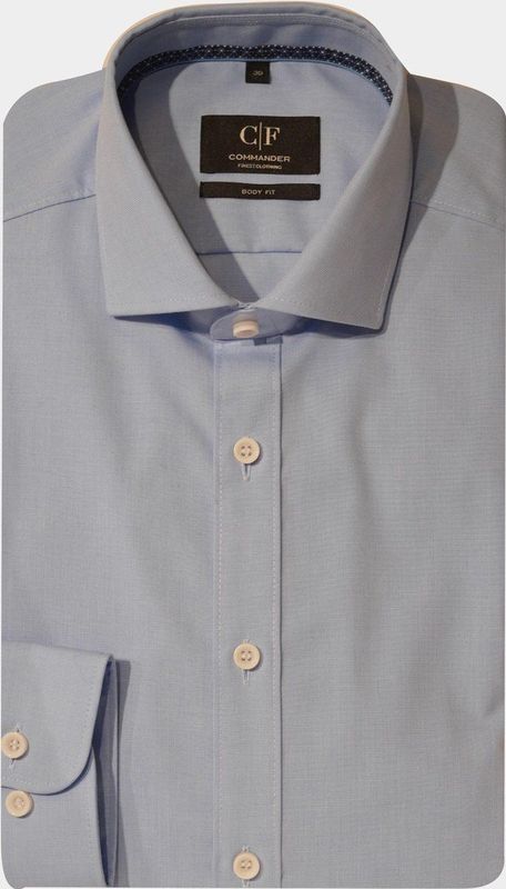 Commander - Overhemd - Blauw - 100% Katoen - Slim Fit