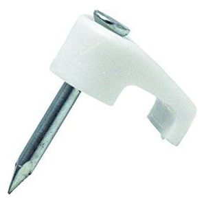 Kunststof klemmen met spijker voor platte kabel, afmetingen: 5,4 x 3,3 mm, 200 stuks