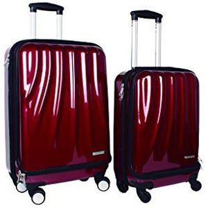 Ventoria Spark koffersets, verkrijgbaar in satijnen rood, set van 2 rode koffers: 55 x 36 x 21 cm
