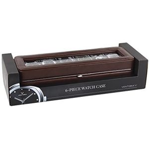 Flash-aanbieding: Ventoria horlogedoos, verkrijgbaar in bruin leer, elegante doos voor 6 horloges