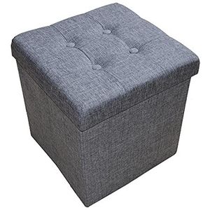 Style home Zitkruk, zitbank met opbergruimte, opvouwbare opbergdoos, zitkist, zitkubus, voetsteun, van linnen, 38 x 38 x 38 cm (grijs)