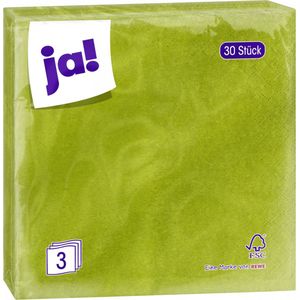 Ja!® | 6 x 30 stuks papieren servetten | LIME GROEN | 3 laags | 33 x 33 cm | bbq | picknick | feest, Pasen |