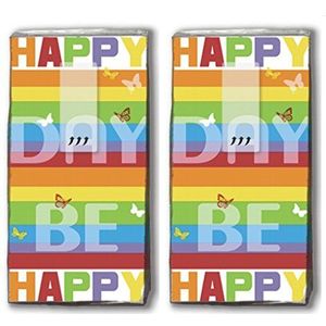20 zakdoeken (2x 10) Colourful Day - Kleurrijke Dag/Happy Day/Be happy/motiefzakdoeken