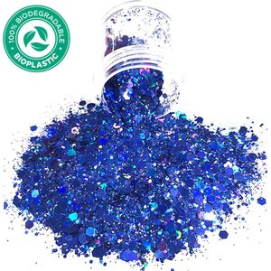 Chunky Glitters (Blauw) (Volume 8g) Biologisch Afbreekbaar [Festival Makeup Gezicht Lichaam - Face Body Glitter - Biologisch afbreekbaar - Versiering Dames Volwassen Kinderen]
