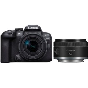 Canon EOS R10 systeemcamera Zwart + RF-S 18-150mm f/3.5-6.3 IS STM + RF 50mm f/1.8 STM