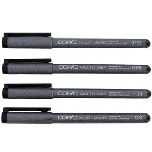 CopicMultiliner zwart 0,8 mm, tekenpen met water- en alcoholbestendige pigmentinkt in zwart, voor schetsen, illustraties en contouren