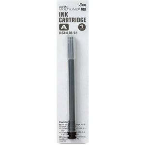 COPIC Multiliner SP Refill Cartridge A, zwart, voor lijndiktes van 0,03-0,05 mm, navulpatroon met waterbestendige pigmentinkt
