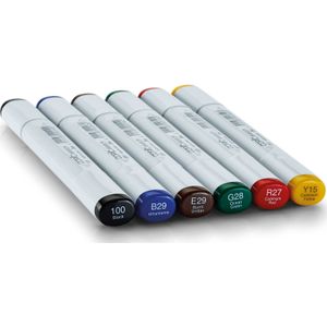 COPIC Set van 6 kleurrijke markeerstiften voor knutselen, kleuren, grafiek, markeerstift, design, anime, professionals en beginners, kunstbenodigdheden en kleurboeken