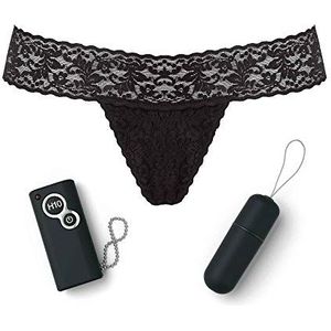 LOVE TO LOVE Secret panty, slip-vibrator, in grootte verstelbare string met inlegbare minivibrator, met of zonder string te gebruiken, inclusief draadloze afstandsbediening, zwart