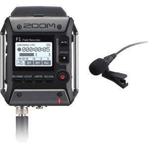 Zoom F1-LP Field Recorder met lavalier-microfoon en accessoires | EU-uitvoering | professionele stemopname voor film en video | zwart