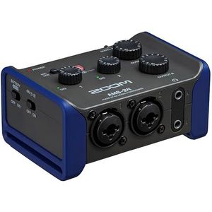Zoom AMS-24 Audio Interface voor het opnemen en streamen van muziek voor één of meer muzikanten | zwart & blauw