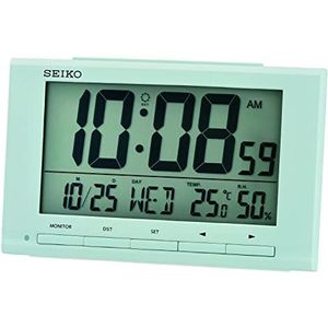 Seiko Clock wekker digitaal lichtblauw LCD QHL090L