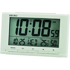 Seiko Clock wekker digitaal wit LCD QHL090W