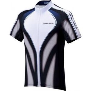 Shimano - Race Print - Fietsshirt - Wit met Zwart en Blauw - Korte Mouwen