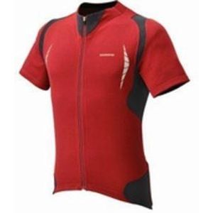 Shimano - Shirt KM - Fietsshirt - Rood met Zwart en Wit - Korte Mouwen - Heren