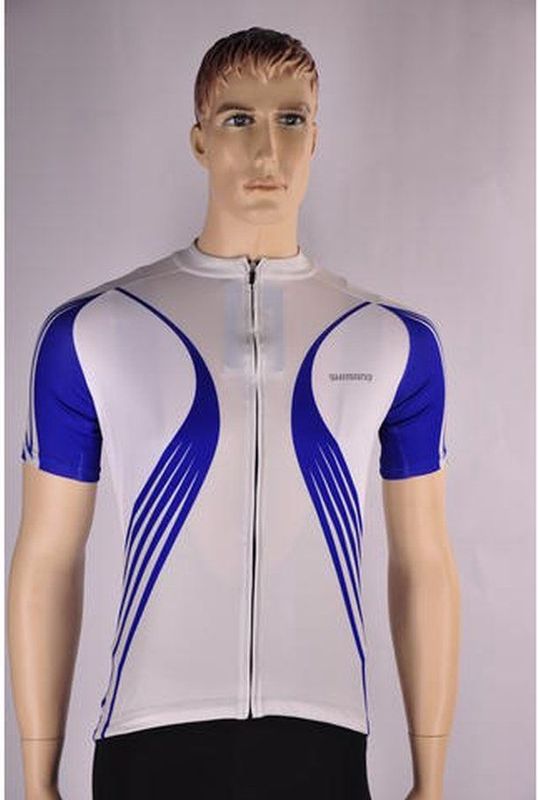 Shimano - Print Shirt - Fietsshirt - Wit met Blauw - Korte Mouwen