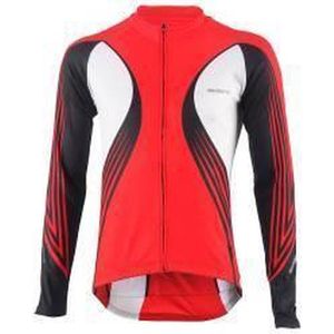 Shimano - Print Shirt - Fietsshirt - Rood met Zwart en Wit - Lange Mouwen