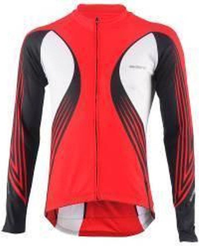 Shimano - Print Shirt - Fietsshirt - Rood met Zwart en Wit - Lange Mouwen