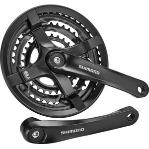 Crankstel 6/7/8 Speed Shimano FC-TY501 170mm 48x38x28T met Kettingscherm - Zwart