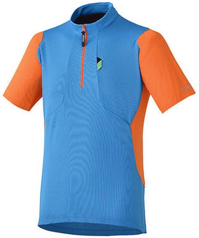 Shimano - Touring Jersey - Fietsshirt - Blauw met Oranje - Korte Mouwen