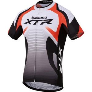 Shimano - Race Print SS XTR - Fietsshirt - Wit met Zwart en Oranje - Strak Pasvorm