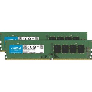 Crucial CT2K16G4DFD8266 32GB Kit (16GB x 2) geheugen (DDR4, 2666 MT/s, PC4-21300, CL19, Dual Rank x 8, DIMM, 288-Pin)