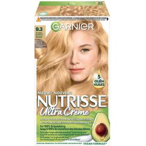 3x Garnier Nutrisse Ultra Crème Permanente Haarkleuring 9.3 Zeer Licht Goudblond