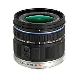 Olympus M.Zuiko Digital ED 9-18mm F4.0-5.6 Lens, Groothoeklens, Geschikt voor alle MFT-camera's (Olympus OM-D & PEN modellen, Panasonic G-serie), Zwart
