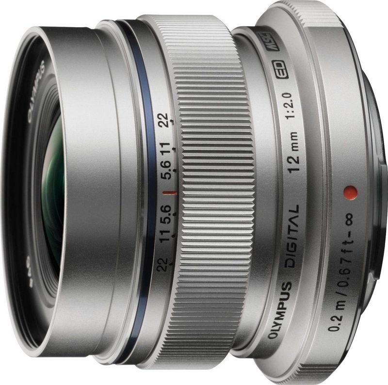 Olympus - ED 12mm f/2 - Objectief - Zilver - Micro Vier Derde