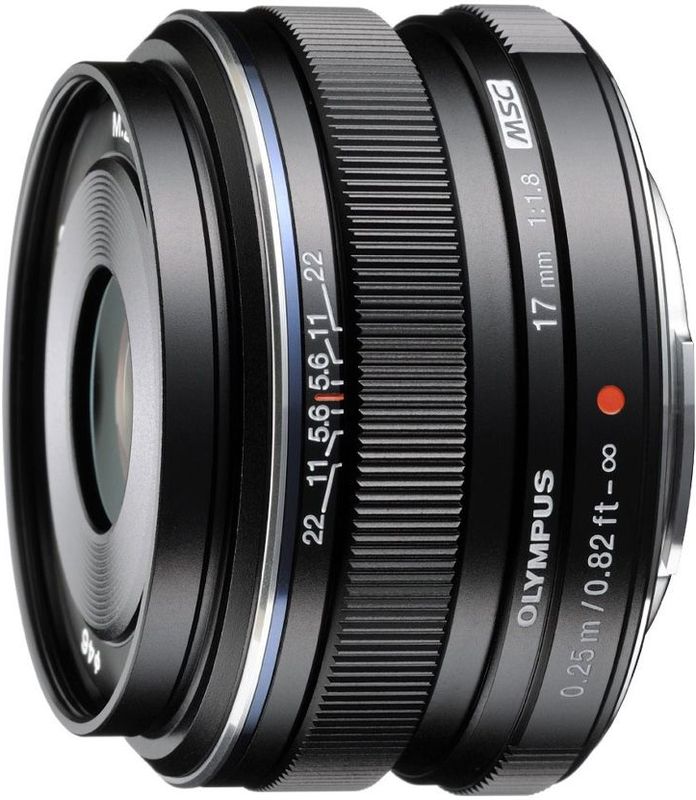 Olympus 17mm f/1.8 Zwart (Micro Vier Derde, Micro Vier Derde), Objectief, Zwart