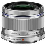 Olympus M.Zuiko Digital 25mm F1.8 lens, heldere vaste brandpuntsafstand, geschikt voor alle MFT-camera's (Olympus OM-D & PEN modellen, Panasonic G-serie), zilver