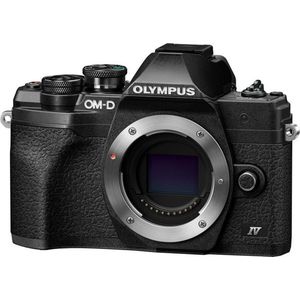 Olympus OM-D E-M10 Mark IV Micro Four-Thirds-systeemcamera, 20 MP sensor, 5-assige beeldstabilisatie, zelfportret-lcd-scherm, elektronische zoeker, 4K-video, krachtige AF, wifi, zwart