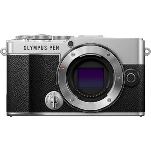 Olympus PEN E-P7 Micro Four Thirds-systeemcamera, 20 MP-sensor, ingebouwde 5-assige beeldstabilisator, kantelbaar en hoge definitie LCD, 4K-video, wifi, profielkeuze kleur en zwart/wit, zilver