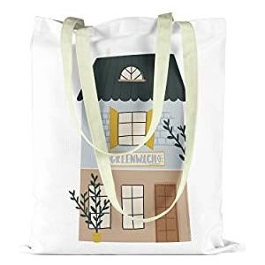 Le Jardin du Lin Bedrukte boodschappentas van stof met twee lange hengsels, 34 x 40 cm, Meerkleurig, Met twee lange hengsels