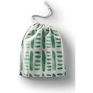 Bonamaison Bedrukte katoenen tassen met trekkoord, boodschappentas, buidel, stoffen zak, groentezak, herbruikbaar, milieuvriendelijk, multifunctioneel, opvouwbaar, grootte: 40x50 cm