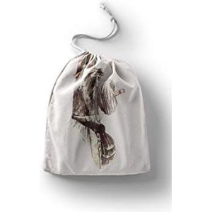 Bonamaison Katoenen zak met trekkoord, boodschappentas, herbruikbaar, milieuvriendelijk, opvouwbaar, grootte: 40 x 50 cm