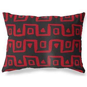 BonaMaison Decoratieve kussensloop, rood zwart werpkussens, decoratieve kussenslopen voor woonkamer, bank, slaapkamer, afmeting: 45x60 cm - ontworpen en vervaardigd in Turkije