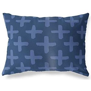 BonaMaison Decoratieve kussensloop, blauwe sierkussens, decoratieve kussenslopen voor woonkamer, bank, slaapkamer, afmeting: 45x60 cm, ontworpen en vervaardigd in Turkije